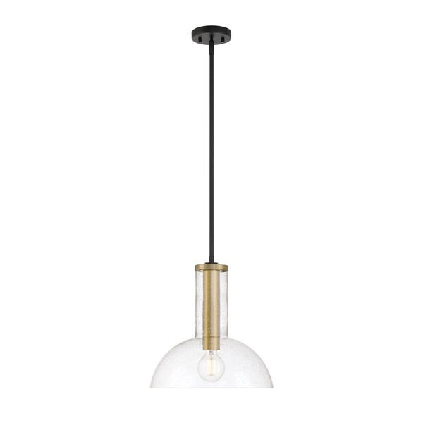 Designers Fountain Nova 60 Watt 1 Light Matte Black Pendant with Clear Seedy Glass Shade D283M-14P-MB - main